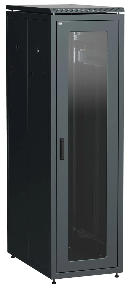 ITK LINEA N Шкаф напольный сетевой 19" 42U 800х1000мм стеклянная передняя дверь задняя металлическая черный LN05-42U81-GM