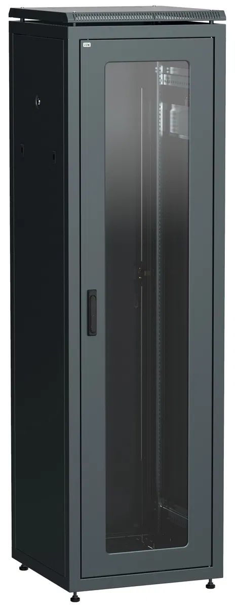ITK LINEA N Шкаф сетевой 19" 47U 600х800мм стеклянная передняя дверь задняя металлическая черный LN05-47U68-GM