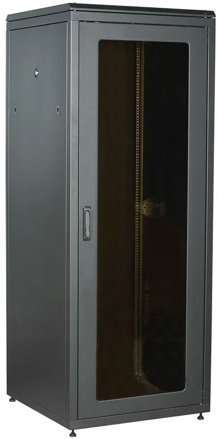 ITK LINEA N Шкаф сетевой 19" 47U 800х800мм стеклянная передняя дверь задняя металлическая черный LN05-47U88-GM