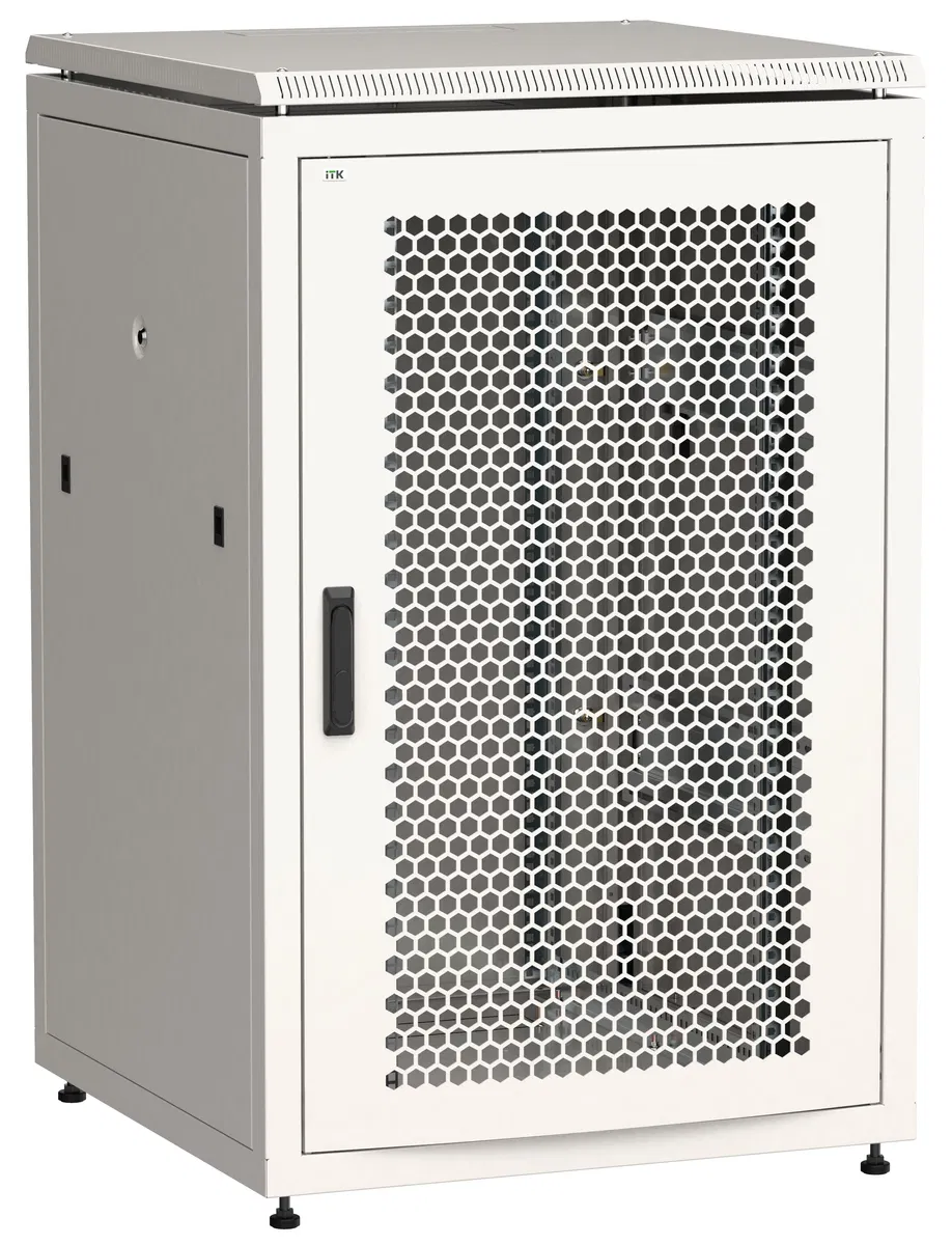 ITK LINEA N Шкаф сетевой 19" 18U 800х800мм перфорированная передняя дверь задняя металлическая серый LN35-18U88-PM