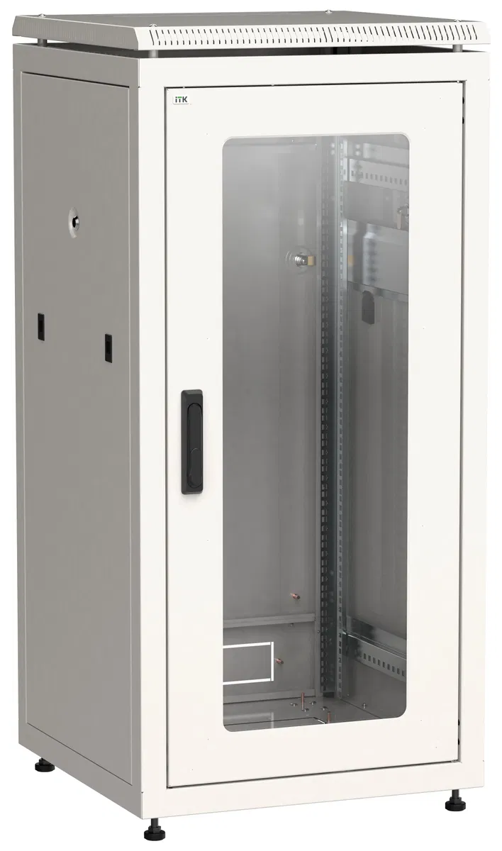 ITK LINEA N Шкаф сетевой 19" 24U 600х600мм стеклянная передняя дверь серый LN35-24U66-G