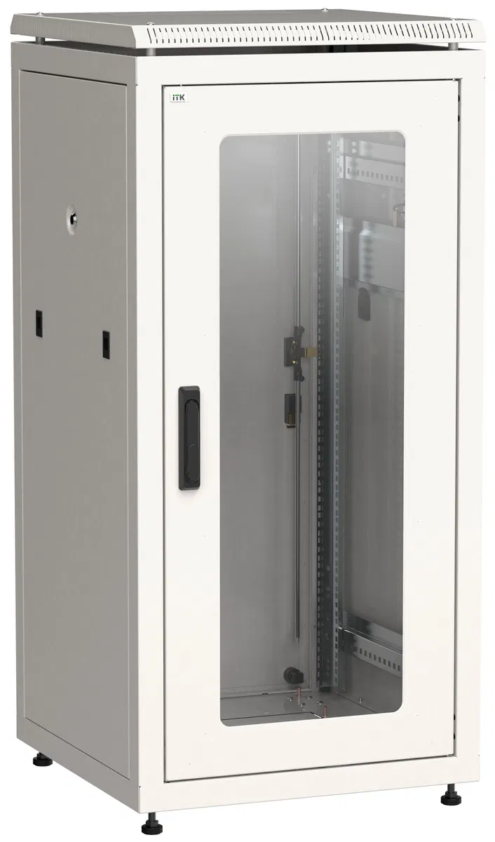 ITK LINEA N Шкаф сетевой 19" 24U 600х600мм стеклянная передняя дверь задняя металлическая серый LN35-24U66-GM