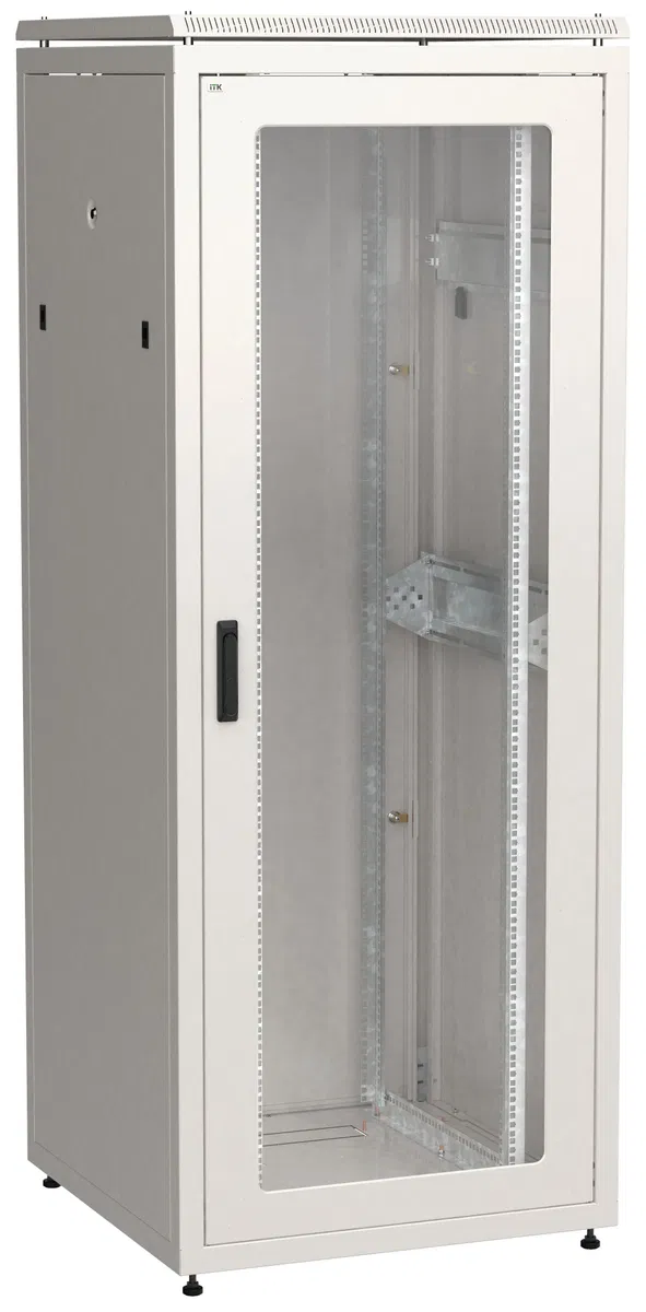 ITK LINEA N Шкаф сетевой 19" 42U 800х800мм стеклянная передняя дверь задняя металлическая серый LN35-42U88-GM