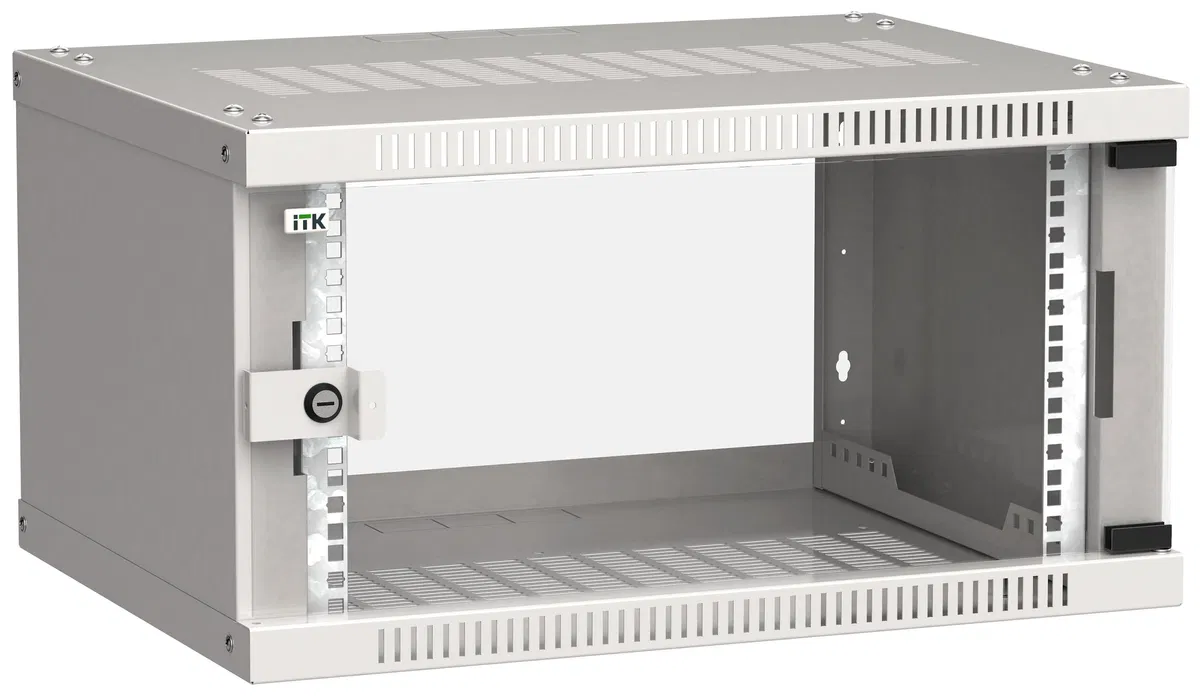 ITK Шкаф настенный LINEA WE 6U 600х450мм дверь стекло серый LWE3-06U64-GF