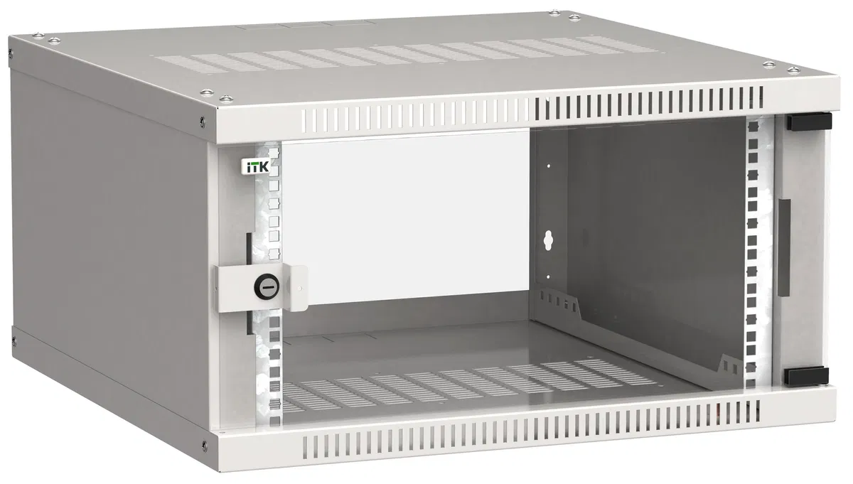 ITK Шкаф настенный LINEA WE 6U 600х600мм дверь стекло серый LWE3-06U66-GF