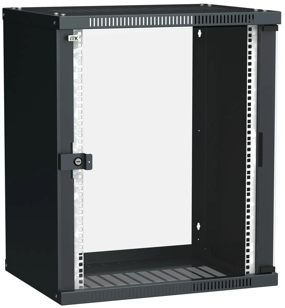 ITK Шкаф настенный LINEA WE 15U 600х450мм дверь стекло черный LWE5-15U64-GF