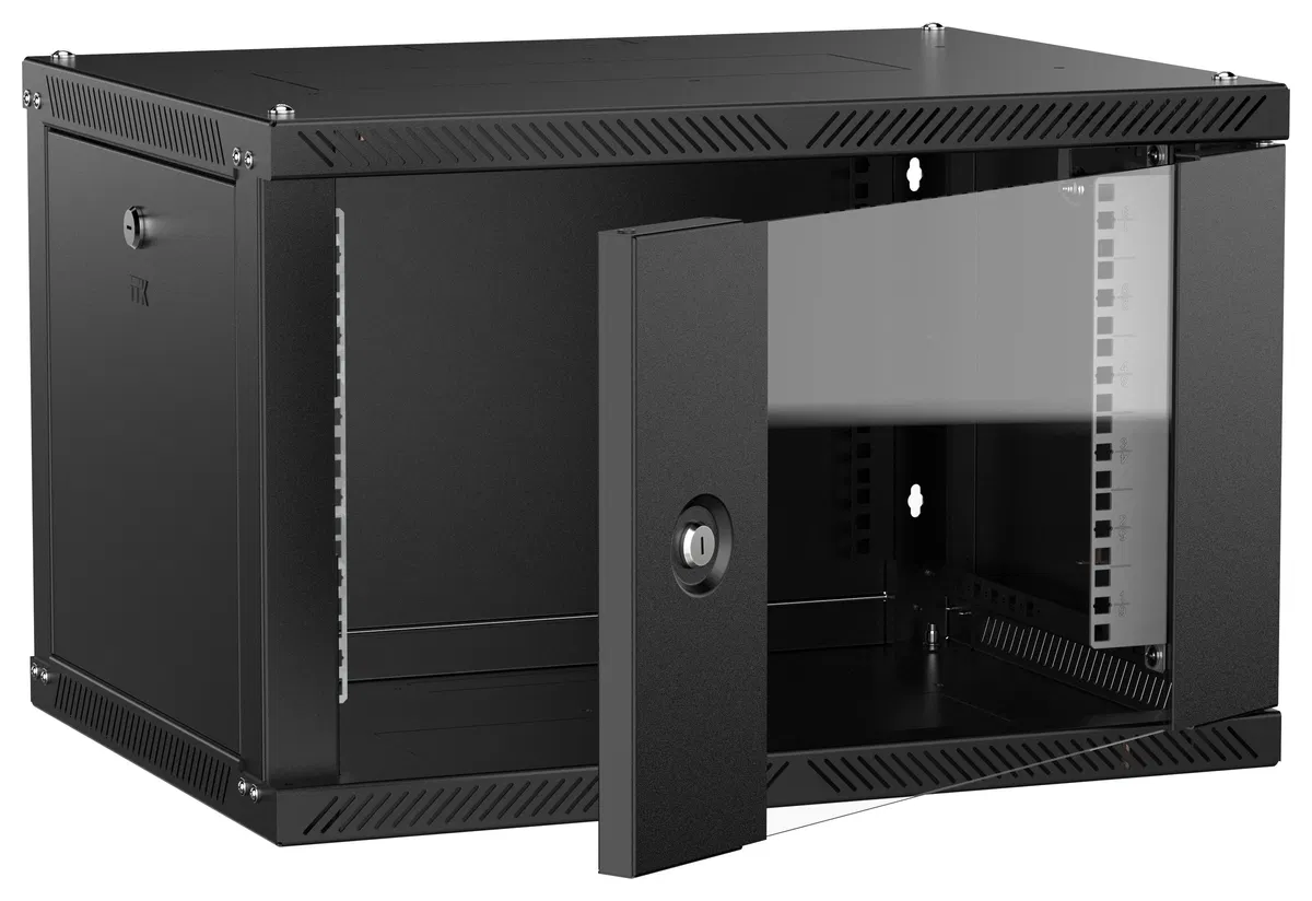 ITK LINEA W Шкаф настенный 6U 600х450мм дверь стекло черный 2.0 LWR5-06U64-GF-2
