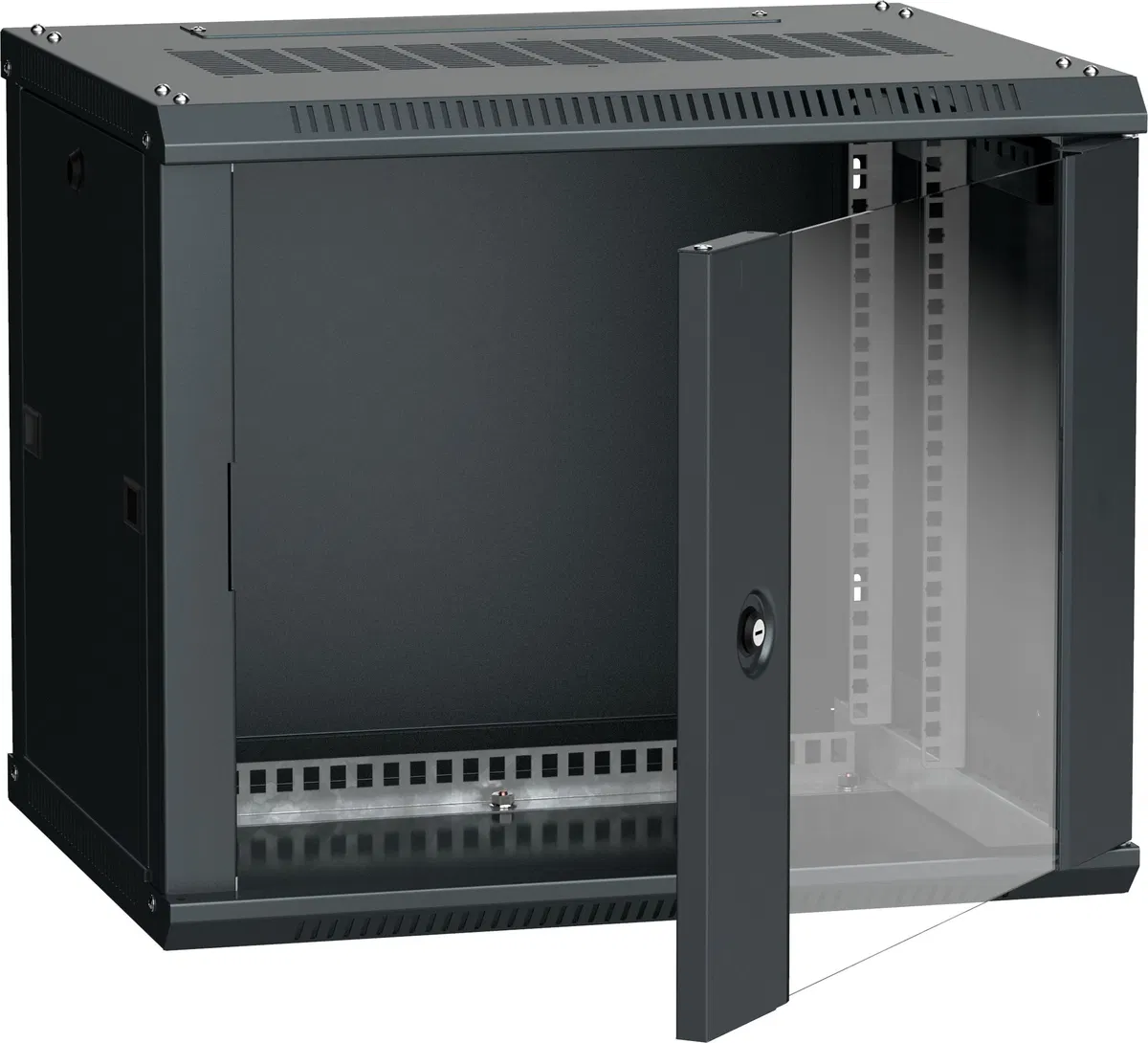 ITK Шкаф LINEA W 6U 600х450мм дверь стекло черный RAL9005 LWR5-06U64-GF