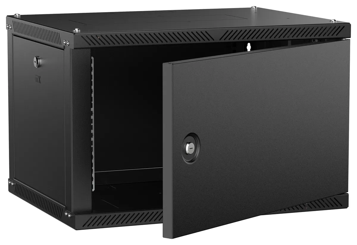 ITK LINEA W Шкаф настенный 6U 600х450мм дверь металл черный 2.0 LWR5-06U64-MF-2
