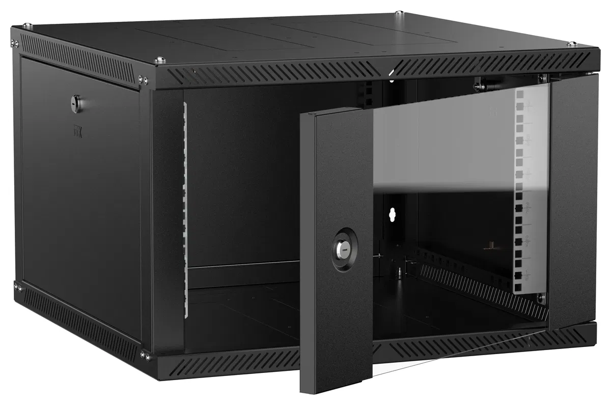 ITK LINEA W Шкаф настенный 6U 600х600мм дверь стекло черный 2.0 LWR5-06U66-GF-2