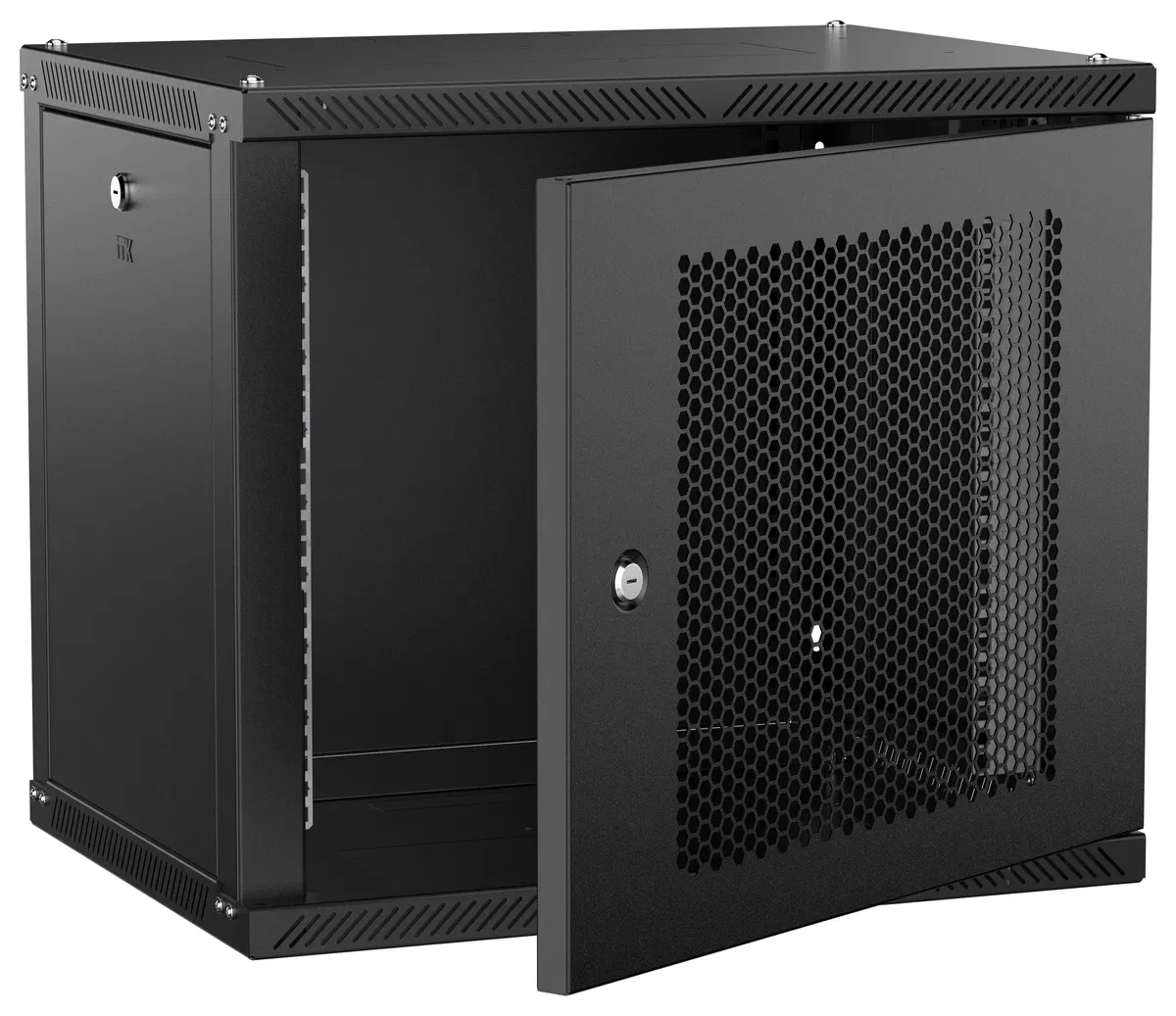 ITK LINEA W Шкаф настенный 9U 600х450мм дверь перфорированная черный 2.0 LWR5-09U64-PF-2