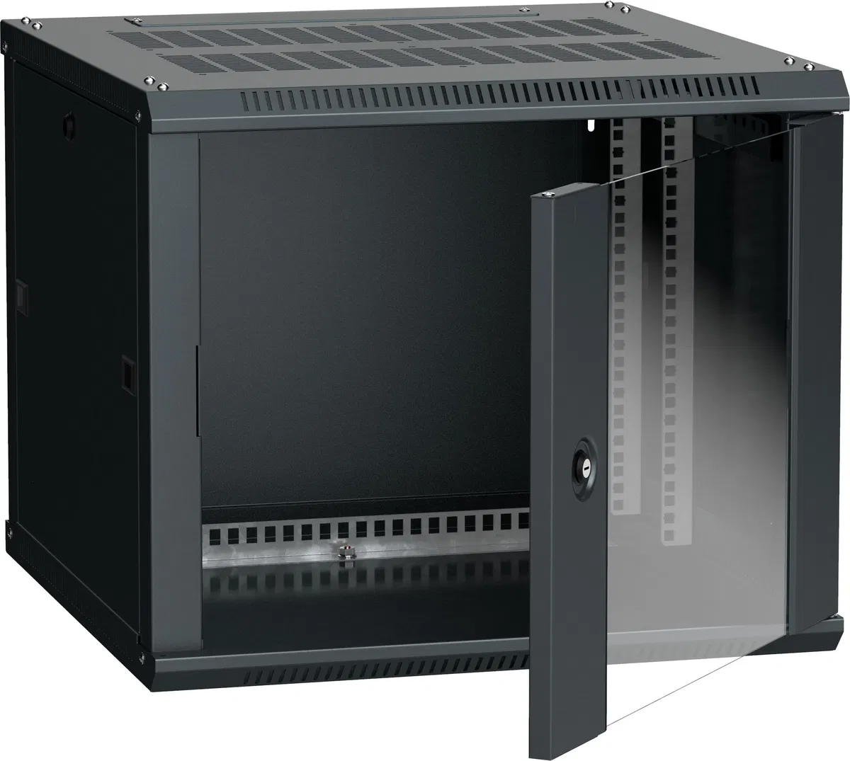 ITK Шкаф LINEA W 9U 600х600мм дверь стекло черный RAL9005 LWR5-09U66-GF