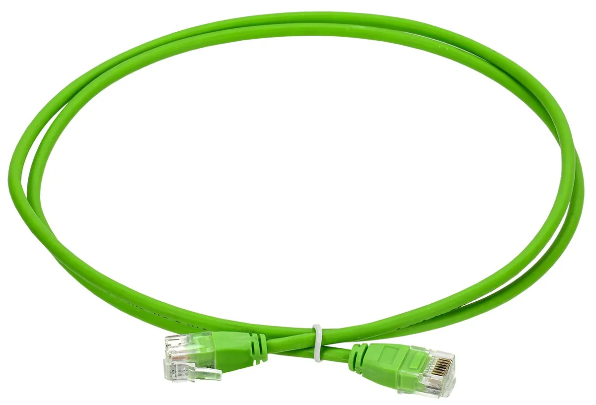 ITK Коммутационный шнур кат.6 UTP LSZH 2м slim колпачок без язычка зеленый PC02-C06UL-2M-SL-NT