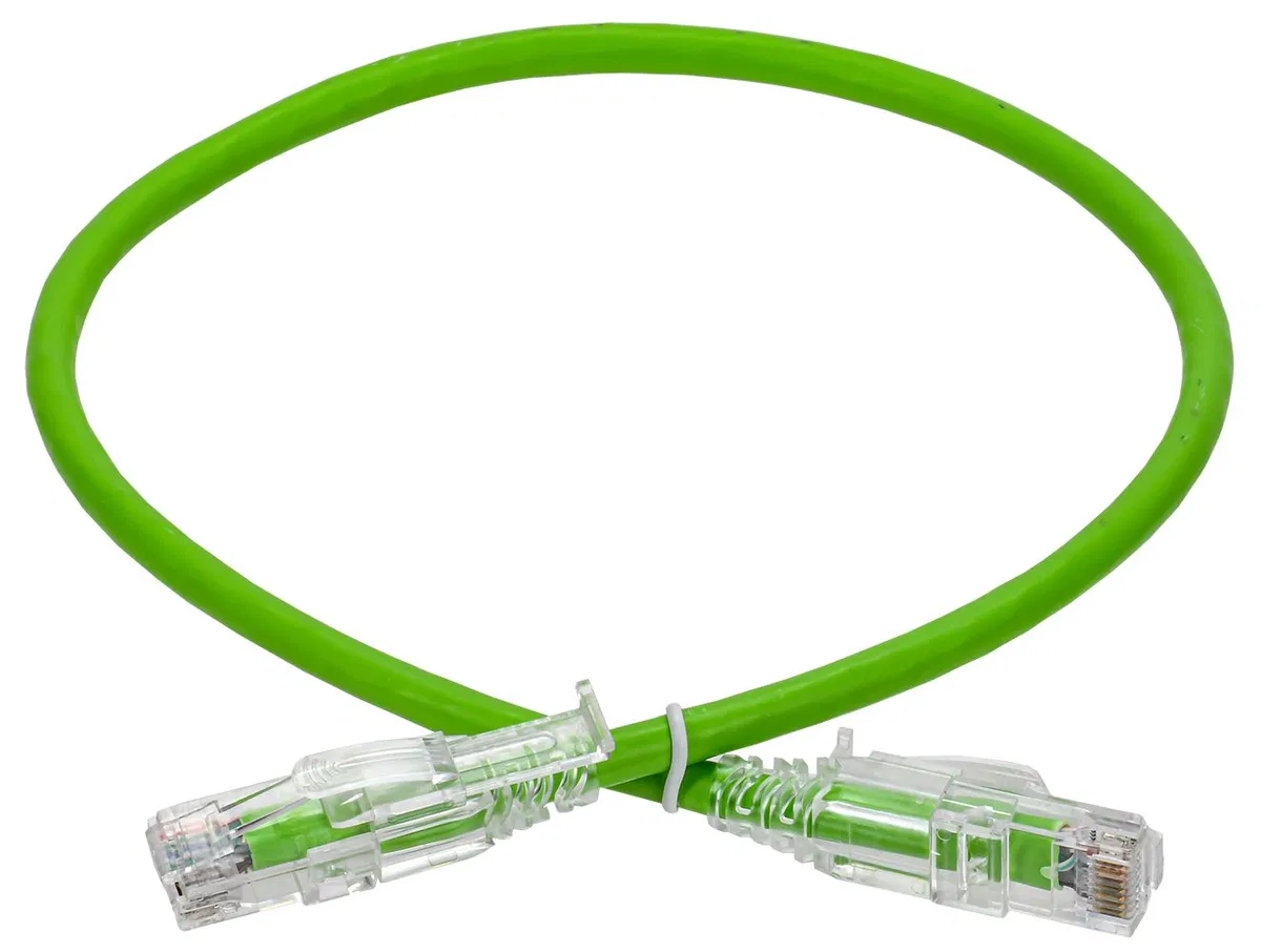 ITK Коммутационный шнур кат.6A UTP LSZH 5м standart с ленточным замком зеленый PC02-C6AUL-5M-SC-RL