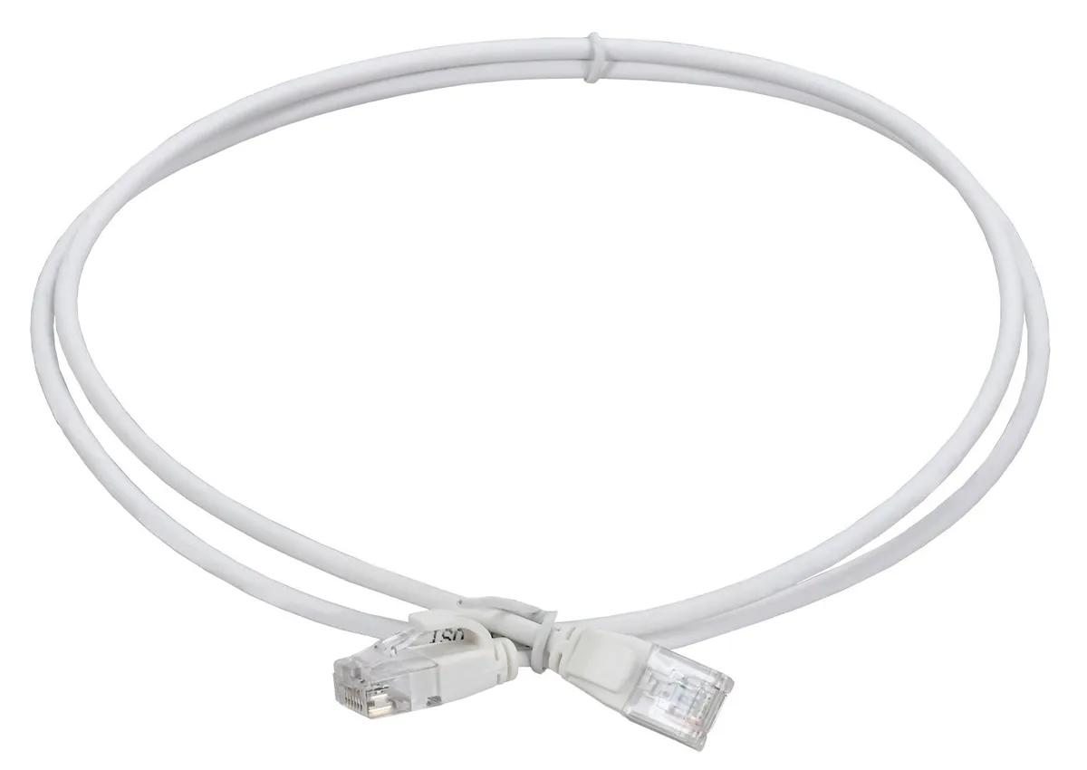 ITK Коммутационный шнур кат.6 UTP LSZH 3м slim колпачок без язычка белый PC08-C06UL-3M-SL-NT