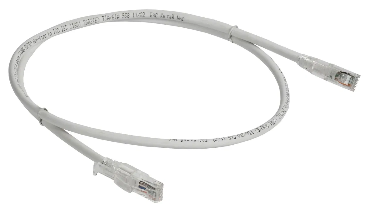 ITK Коммутационный шнур кат.6A UTP LSZH 5м standart с ленточным замком белый PC08-C6AUL-5M-SC-RL