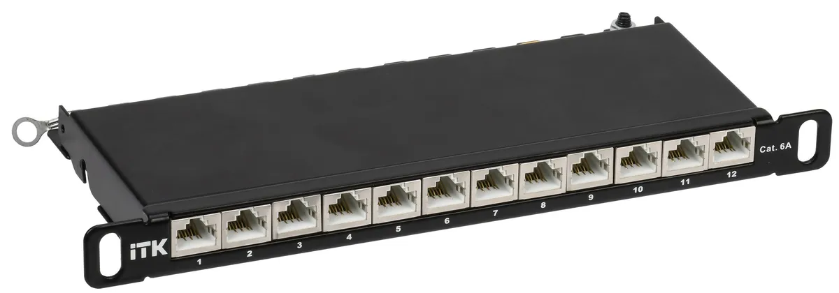 0,5U патч-панель кат.6A STP 12 портов 10" (Dual IDC)