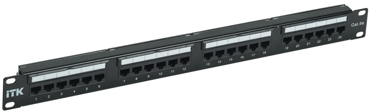 ITK 1U patch panel cat.5e UTP 24 ports Dual IDC slide label PP24-1UC5EU-D05L