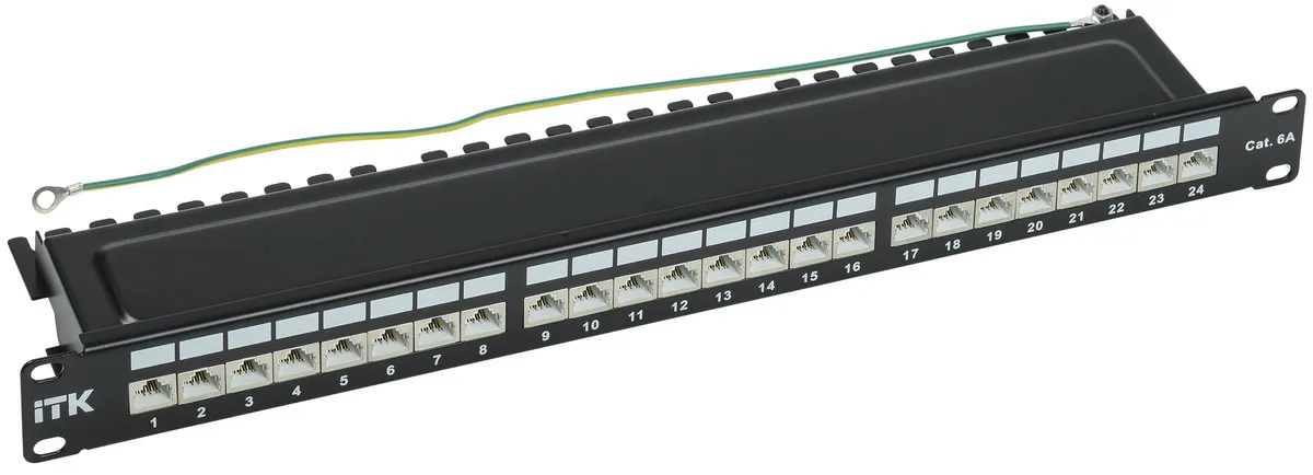 1U патч-панель кат. 6A STP 24 порта экранированная Dual IDC