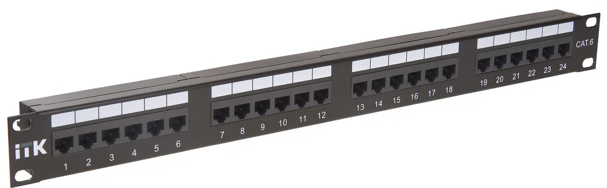 1U патч-панель кат.6 UTP, 24 порта (IDC Dual), с кабельным органайзером