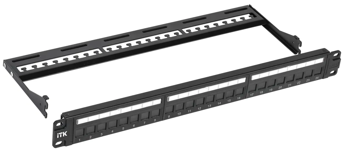 ITK 1U Patch Panel populated cat.6 UTP 24 ports with indicator PP24-1UMU-C06-L