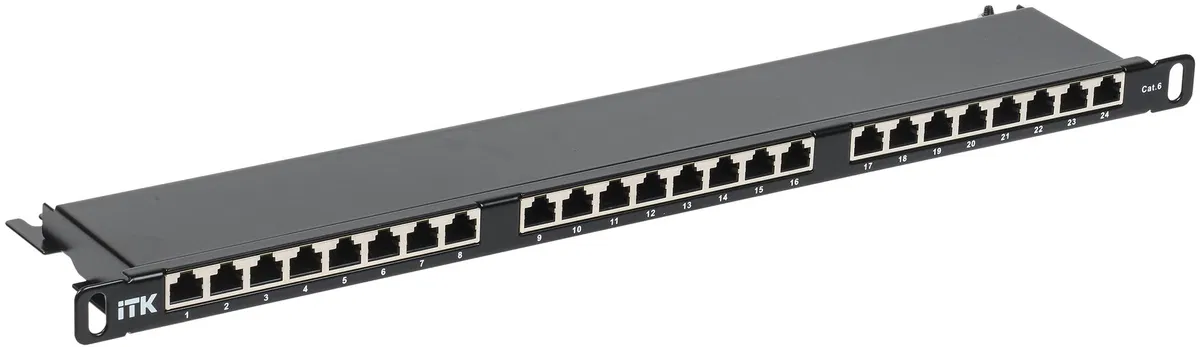 0.5U patch panel cat.6 STP 24 ports shielded (Dual IDC) high density