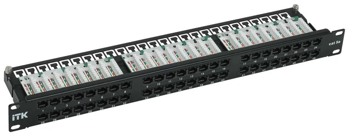 ITK 1U патч-панель кат. 5e UTP 48 портов Dual IDC высокой плотности