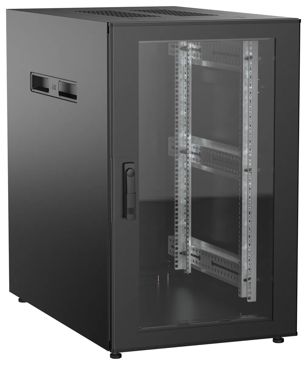 ITK UNITBOX N Шкаф сетевой 19" напольный 18U 600х1000мм стеклянная передняя дверь черный UBN05-18U61-G