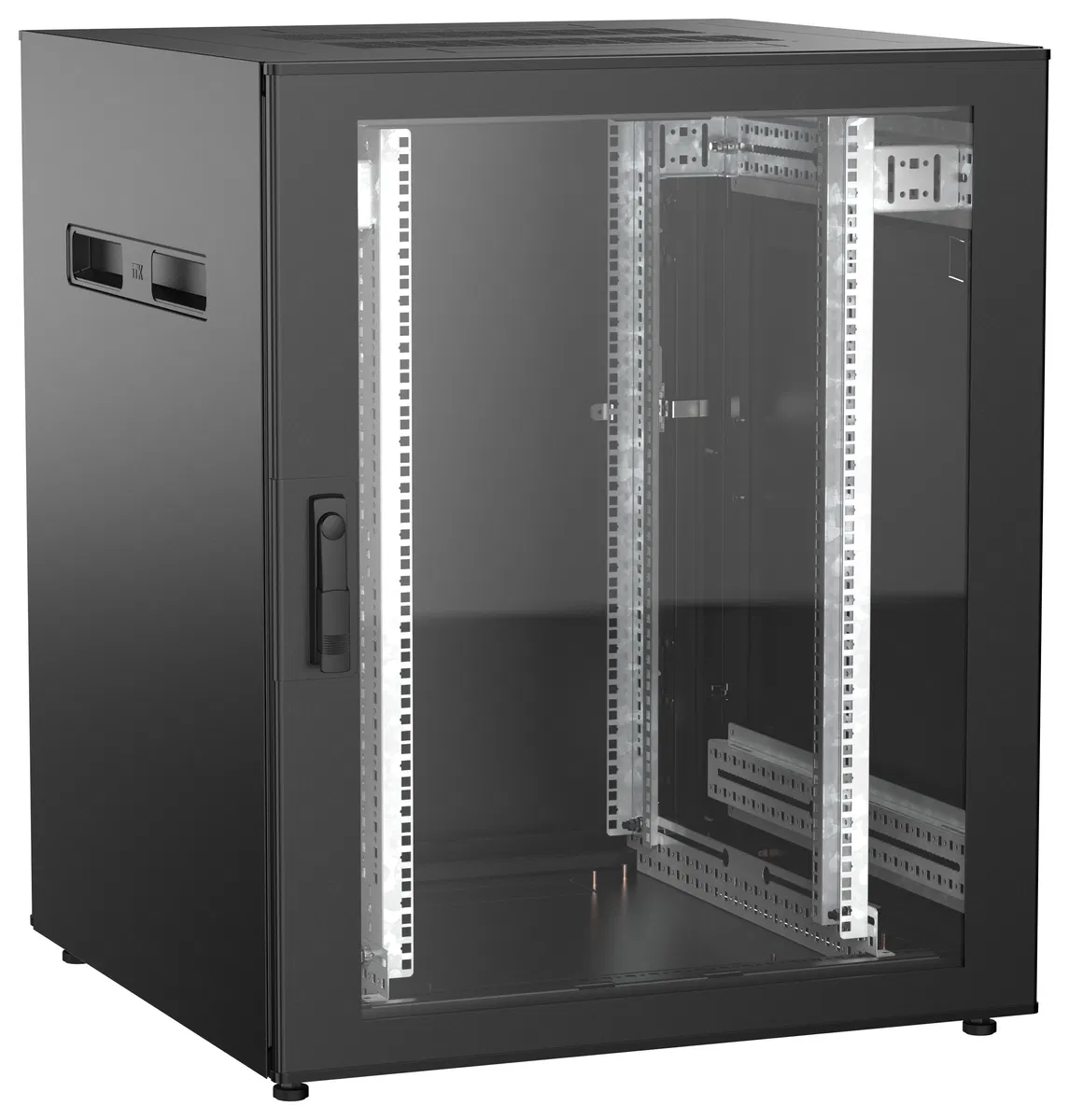 ITK UNITBOX N Шкаф сетевой 19" напольный 18U 800х800мм стеклянная передняя дверь задняя металлическая черный UBN05-18U88-GM