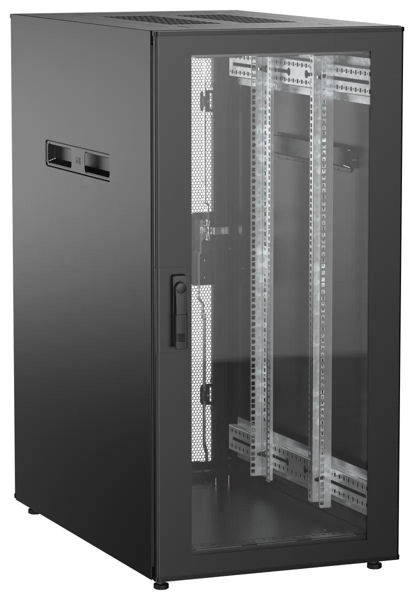 ITK UNITBOX N Шкаф сетевой 19" напольный 24U 600х1000мм стеклянная передняя дверь задняя перфорированная черный UBN05-24U61-GP