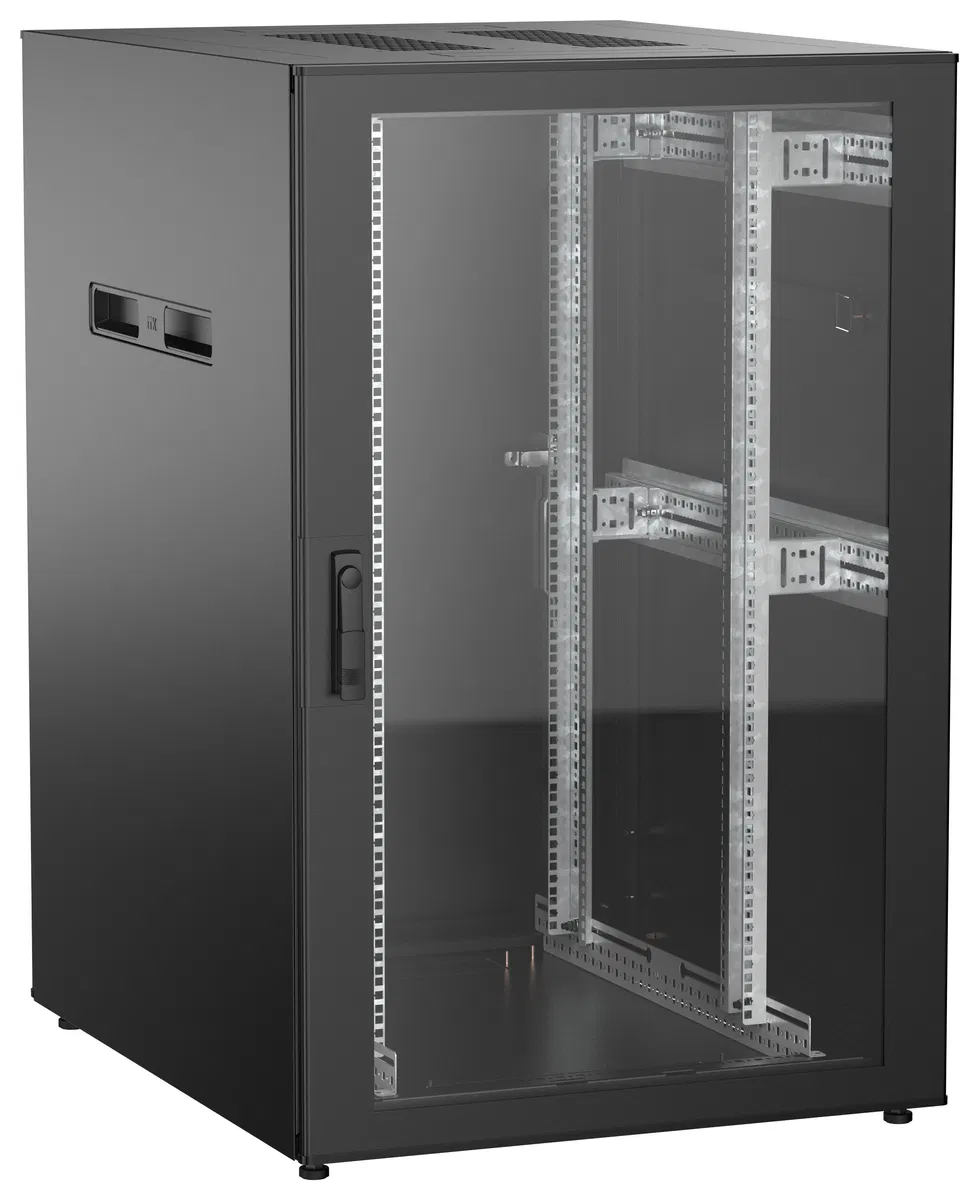 ITK UNITBOX N Шкаф сетевой 19" напольный 24U 800х1000мм стеклянная передняя дверь задняя металлическая черный UBN05-24U81-GM