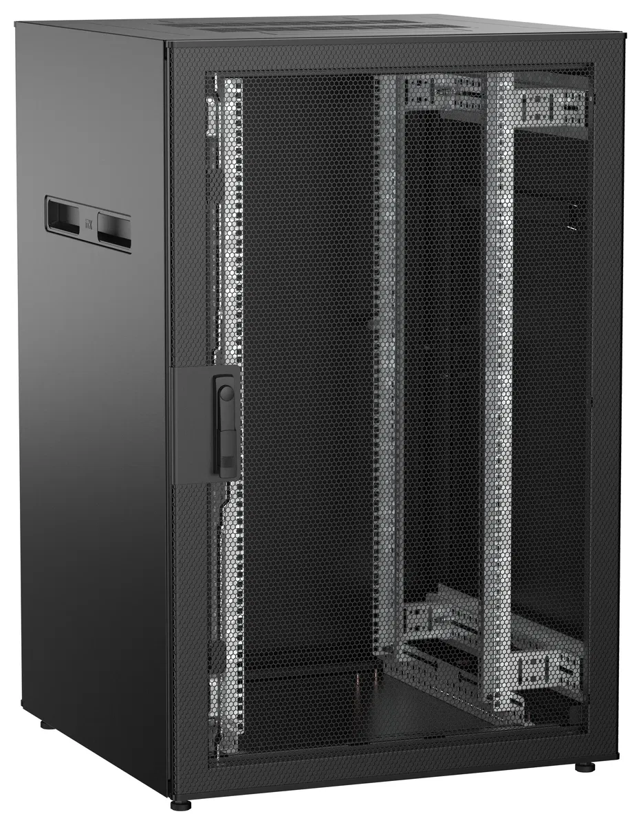 ITK UNITBOX N Шкаф сетевой 19" напольный 24U 800х800мм перфорированная передняя дверь задняя металлическая черный UBN05-24U88-PM