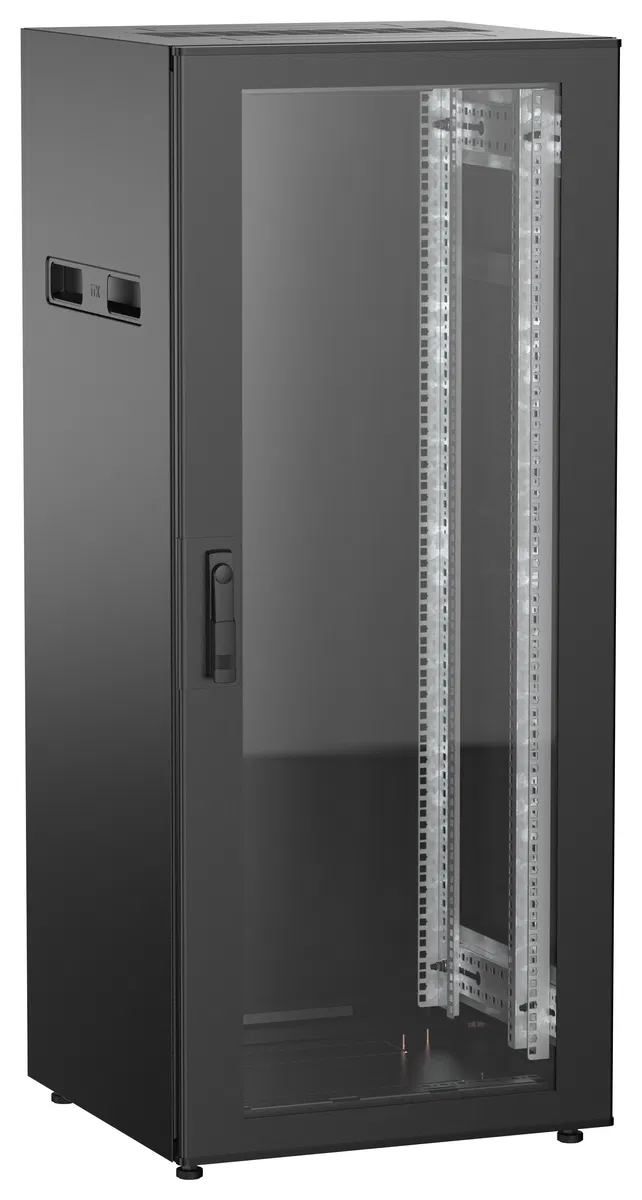 ITK UNITBOX N Шкаф сетевой 19" напольный 28U 600х600мм стеклянная передняя дверь черный UBN05-28U66-G