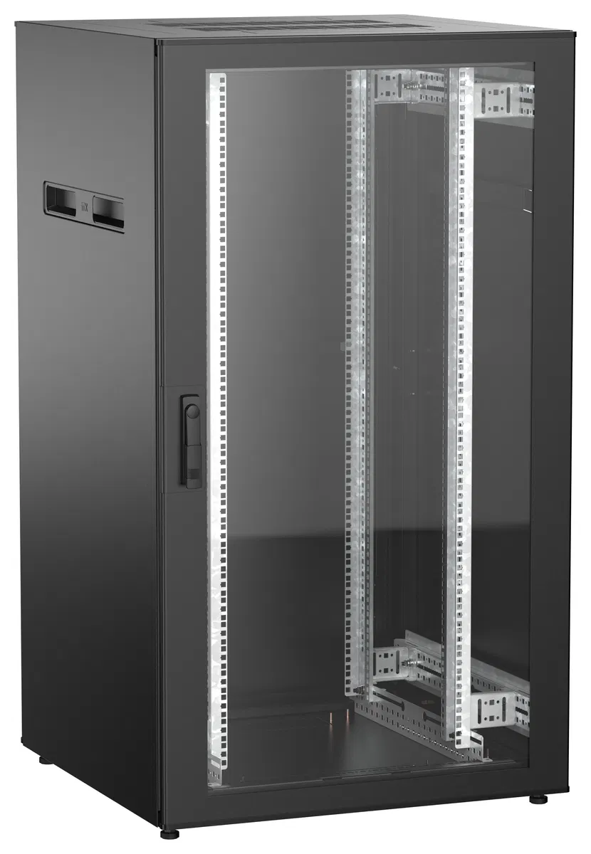 ITK UNITBOX N Шкаф сетевой 19" напольный 28U 800х800мм стеклянная передняя дверь задняя металлическая черный UBN05-28U88-GM