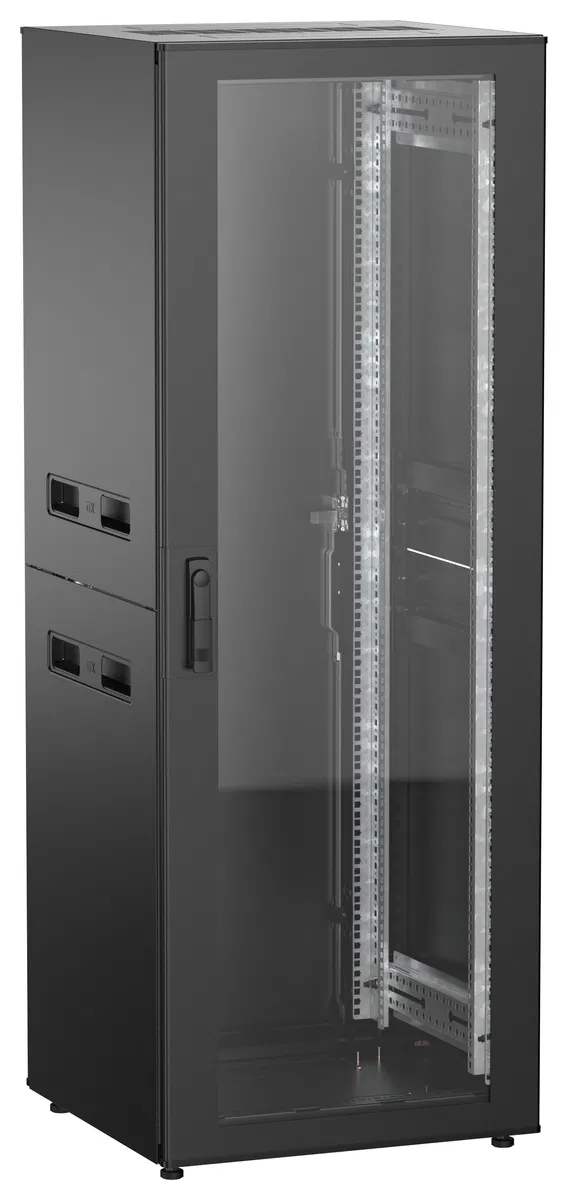 ITK UNITBOX N Шкаф сетевой 19" напольный 33U 600х600мм стеклянная передняя дверь задняя металлическая черный UBN05-33U66-GM