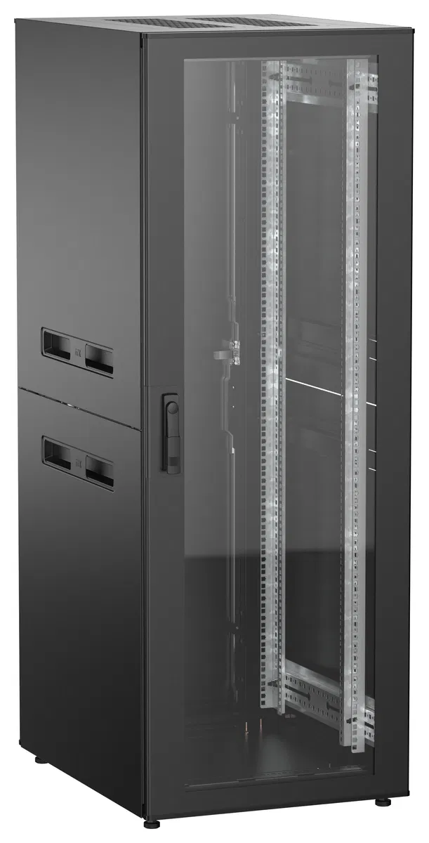 ITK UNITBOX N Шкаф сетевой 19" напольный 33U 600х800мм стеклянная передняя дверь задняя металлическая черный UBN05-33U68-GM