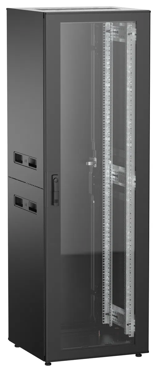 ITK UNITBOX N Шкаф сетевой 19" напольный 38U 600х600мм стеклянная передняя дверь задняя металлическая черный UBN05-38U66-GM