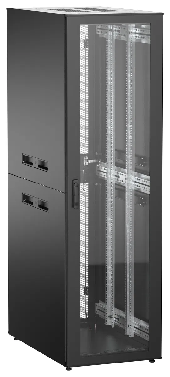 ITK UNITBOX N Шкаф сетевой 19" напольный 42U 600х1000мм стеклянная передняя дверь задняя перфорированная черный UBN05-42U61-GP
