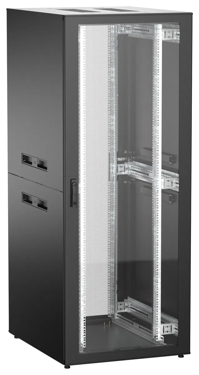 ITK UNITBOX N Шкаф сетевой 19" напольный 42U 800х1000мм стеклянная передняя дверь задняя перфорированная черный UBN05-42U81-GP