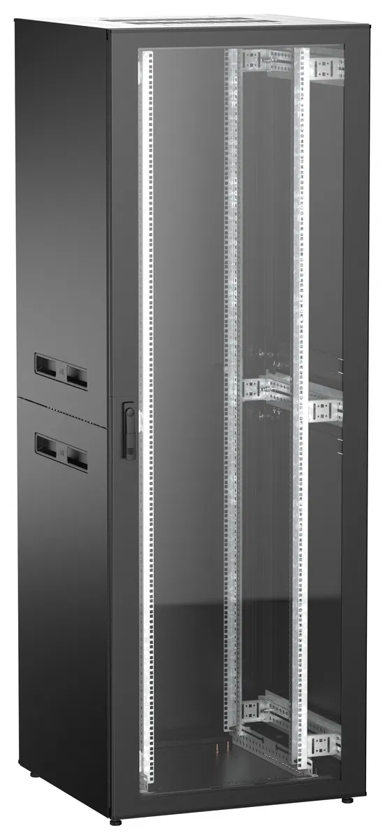 ITK UNITBOX N Шкаф сетевой 19" напольный 47U 800х800мм стеклянная передняя дверь задняя металлическая черный UBN05-47U88-GM