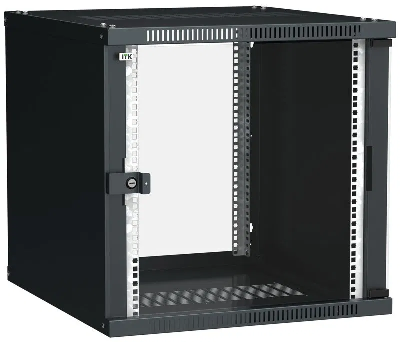 LINEA WE 12U 600x600mm glass door black. ITK LWE5-12U66-GF