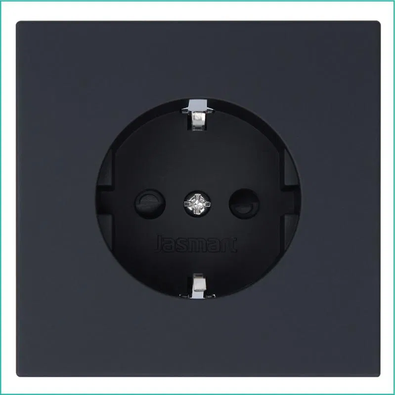 Розетка 1-м СП FD Shuko 16А IP20 с заземл. защ. шторки механизм черн. матов. soft touch Jasmart FD5501PBM