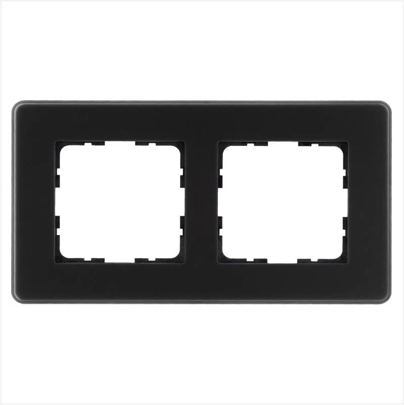 Рамка 2-м G-Glass закругленная стекло матов. черн. Jasmart G1002GB-RM