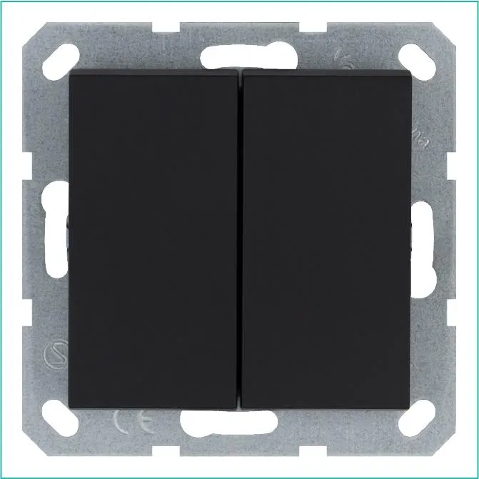 Переключатель проходной 2-кл. 10А IP20 механизм черн. матов. soft touch Jasmart G3022PB
