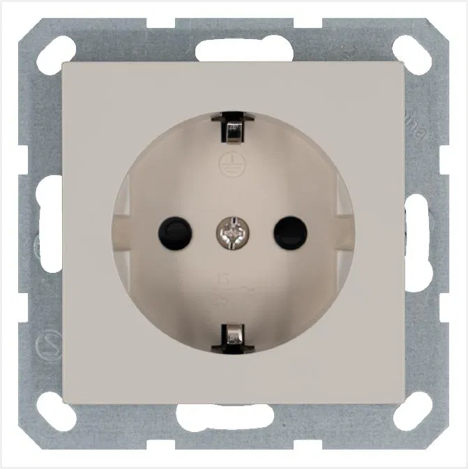 Розетка 1-м Shuko 16А IP20 с заземл. защ. шторки механизм тауп Jasmart G5501T