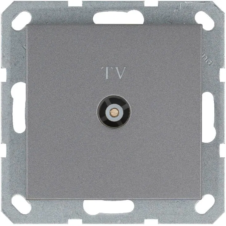 Розетка телевизионная проходная TV Ф9.5мм механизм алюм. Jasmart G6002S