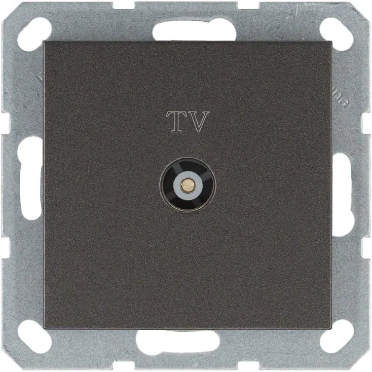 Розетка телевизионная проходная TV Ф9.5мм механизм мокко Jasmart G6002Z