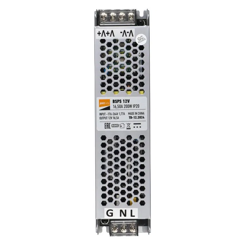 Блок питания для светодиодной ленты 200Вт 16.5А 12В IP20 BSPS метал. JazzWay 5024410