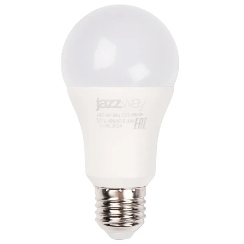 Лампа светодиодная низковольтная PLED-A60 MO 20Вт 6500К холод. бел. E27 12-48В AC/DC Pro JazzWay 5050655