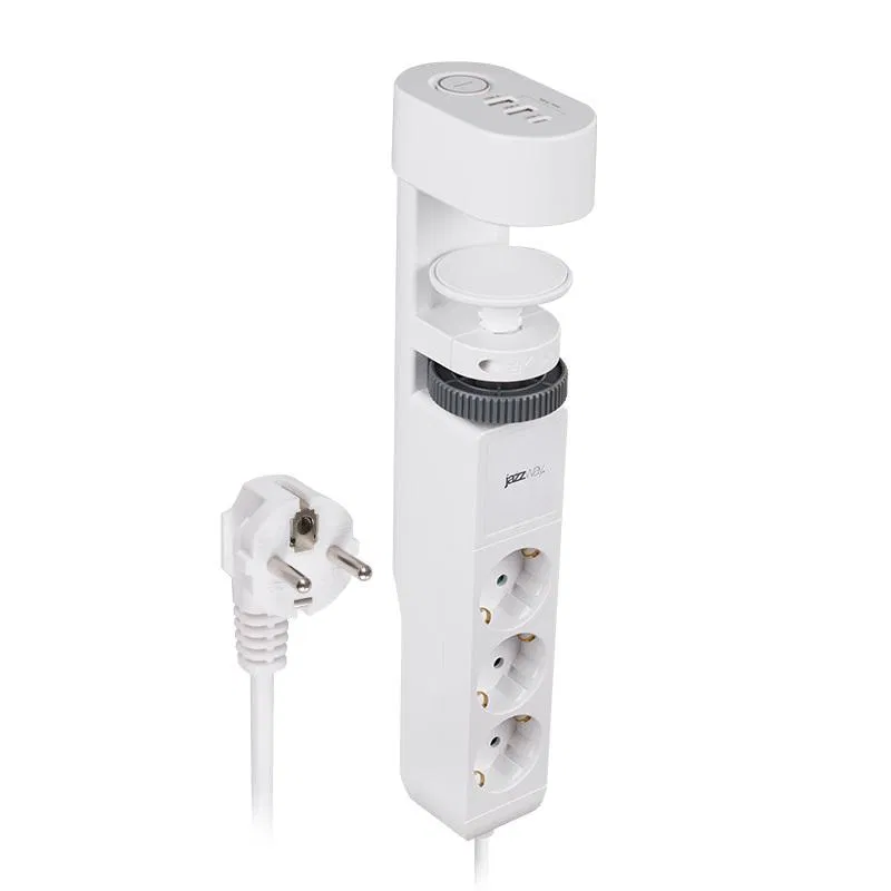 Extension cord 3x1.5m with clamp, grounded, with switch, 3 USB outputs (2A+1C) IP20 PVS 3x1 ETD-03U-150-wh (3x1.5) white JAZZway 5059535